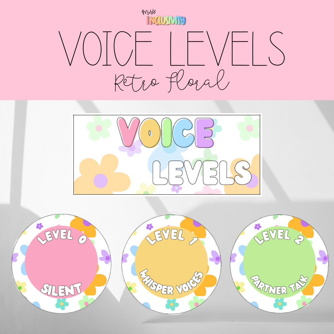 Retro Floral Voice Levels Labels