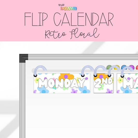 [Editable] Retro Floral Flip Calendar
