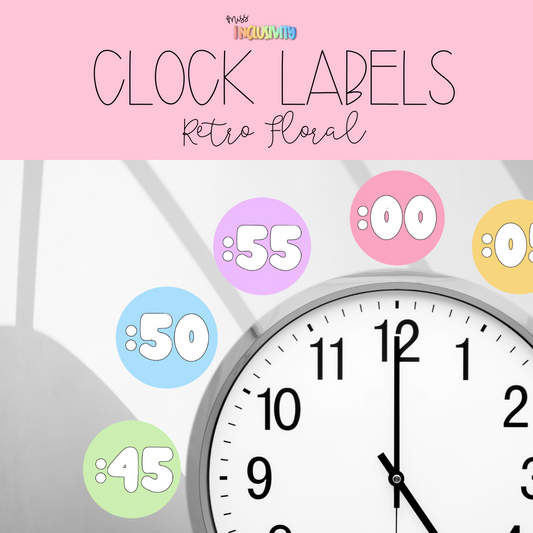 Retro Floral Clock Labels