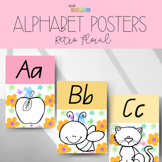 Retro Floral Alphabet Posters