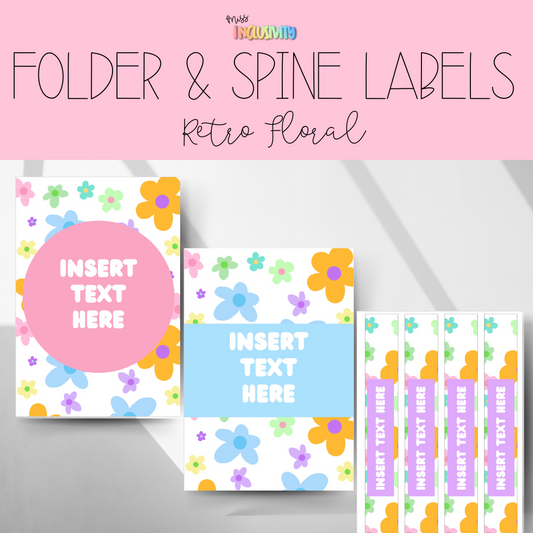 Retro Floral Folder & Spine Labels
