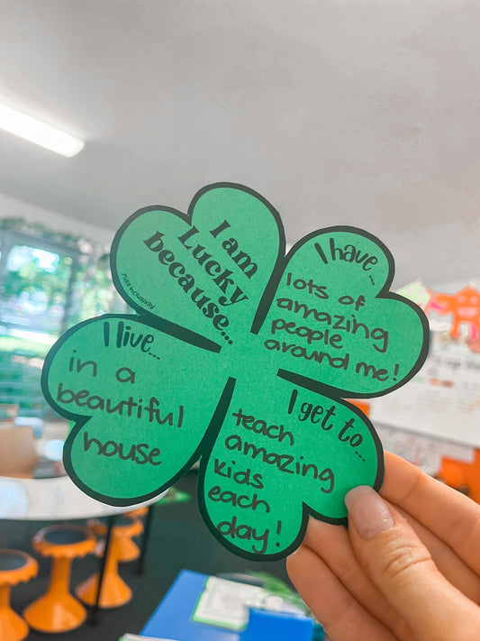 'I am Lucky Because...' St. Patricks Day Clover Template
